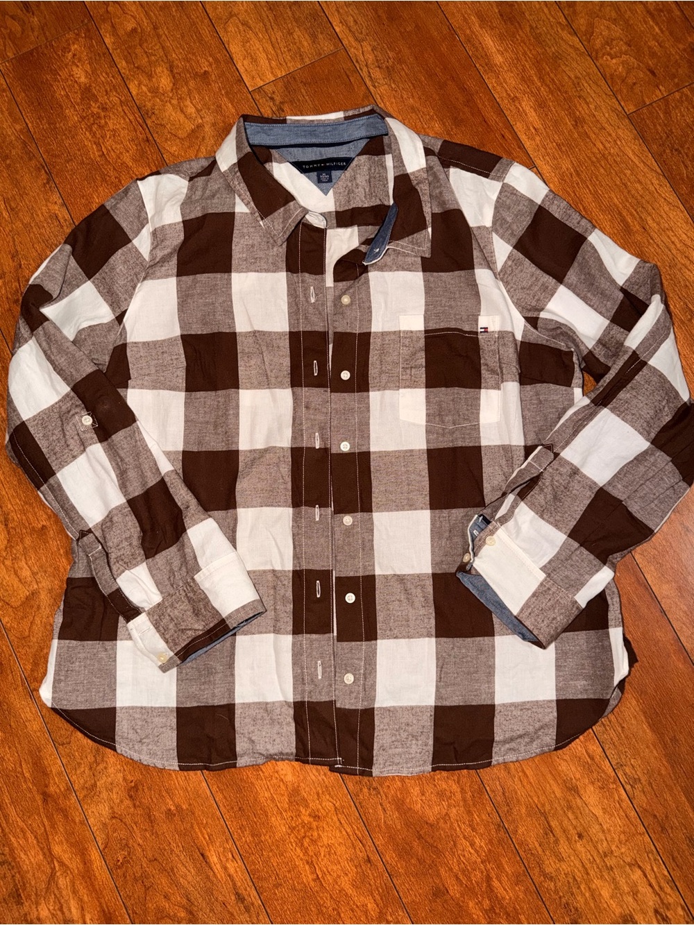 Tommy Hilfiger Brown & White Buffalo Plaid Button-Down Shirt